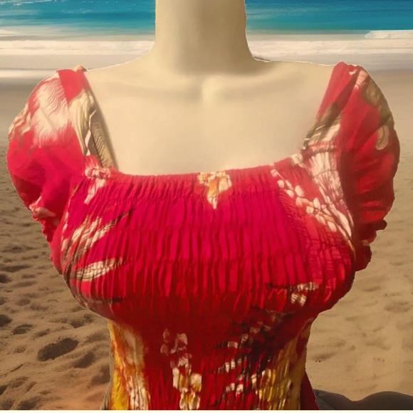 🌼DAISY’S🌼TUBE TOP TROPICAL HAWAIIAN FLORAL BEACH MAXI DRESS🌺 FITS M-L - Picture 5 of 9